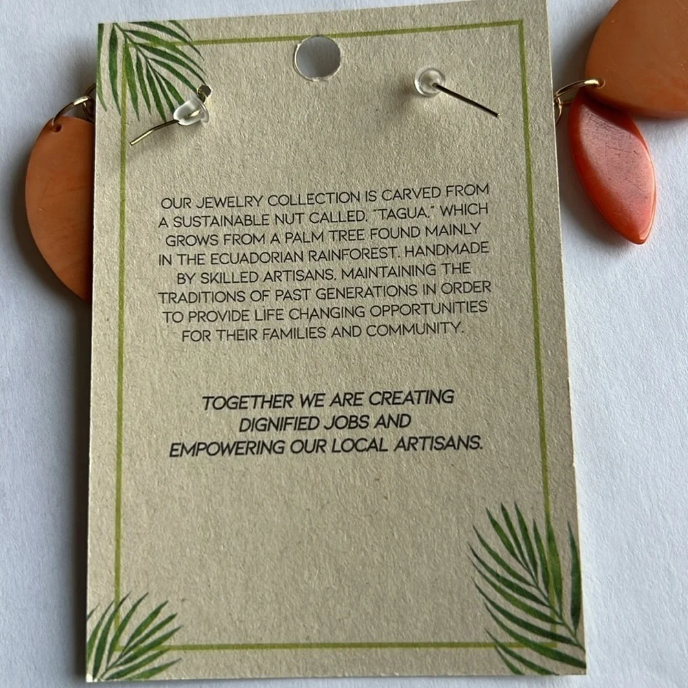 NWT Tagua Nut Ecuadorian Fair Trade Earrings - Picture 4 of 5